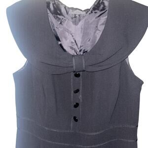 Tahari Arthur S Levine Black Sleeveless Dress Button Accents Lined Size 10P NWT